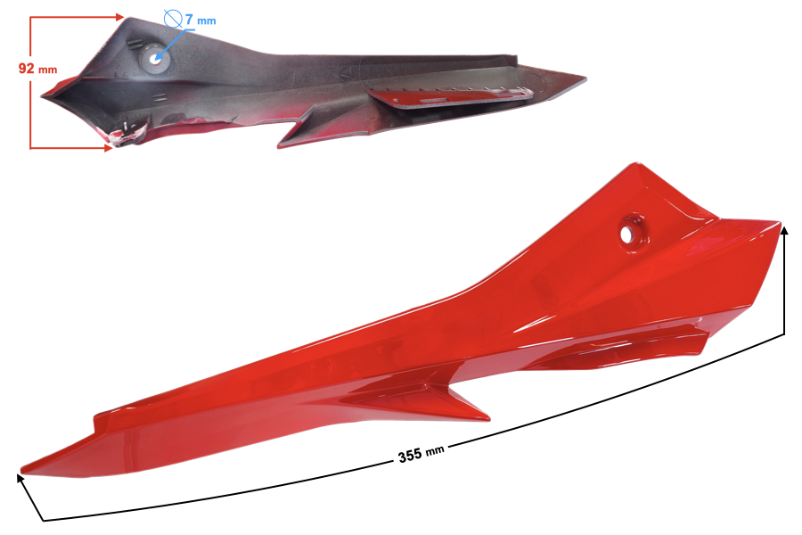 Koplamphuis, rechts deel 3 rood GT 125cc